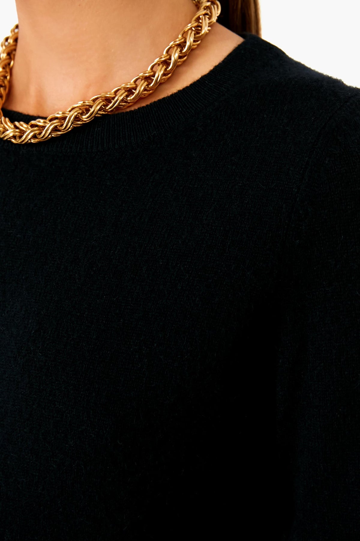 Black Cashmere Classic Crewneck Sweater