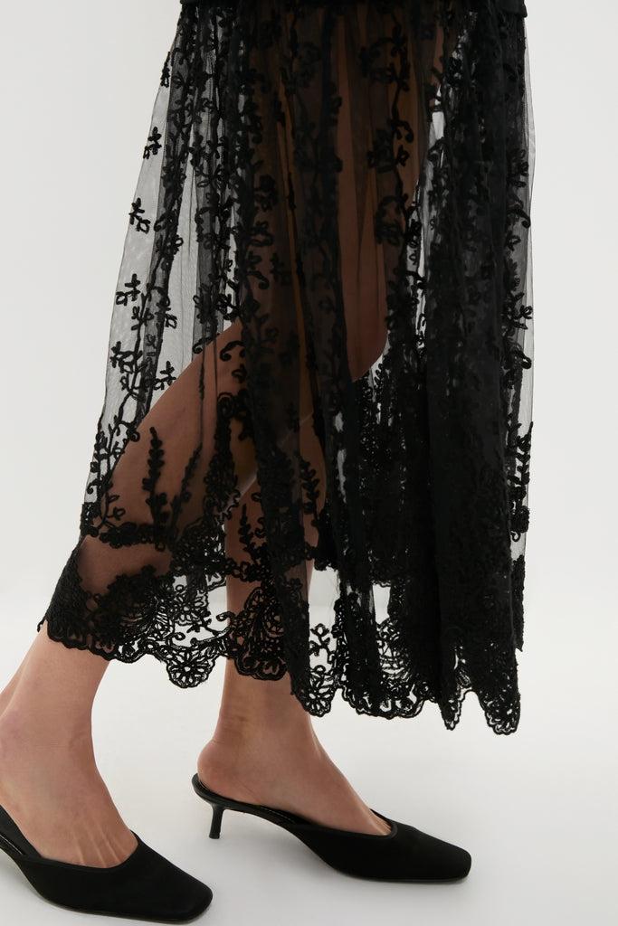 Black Diane Knit Lace Combo Knit Dress