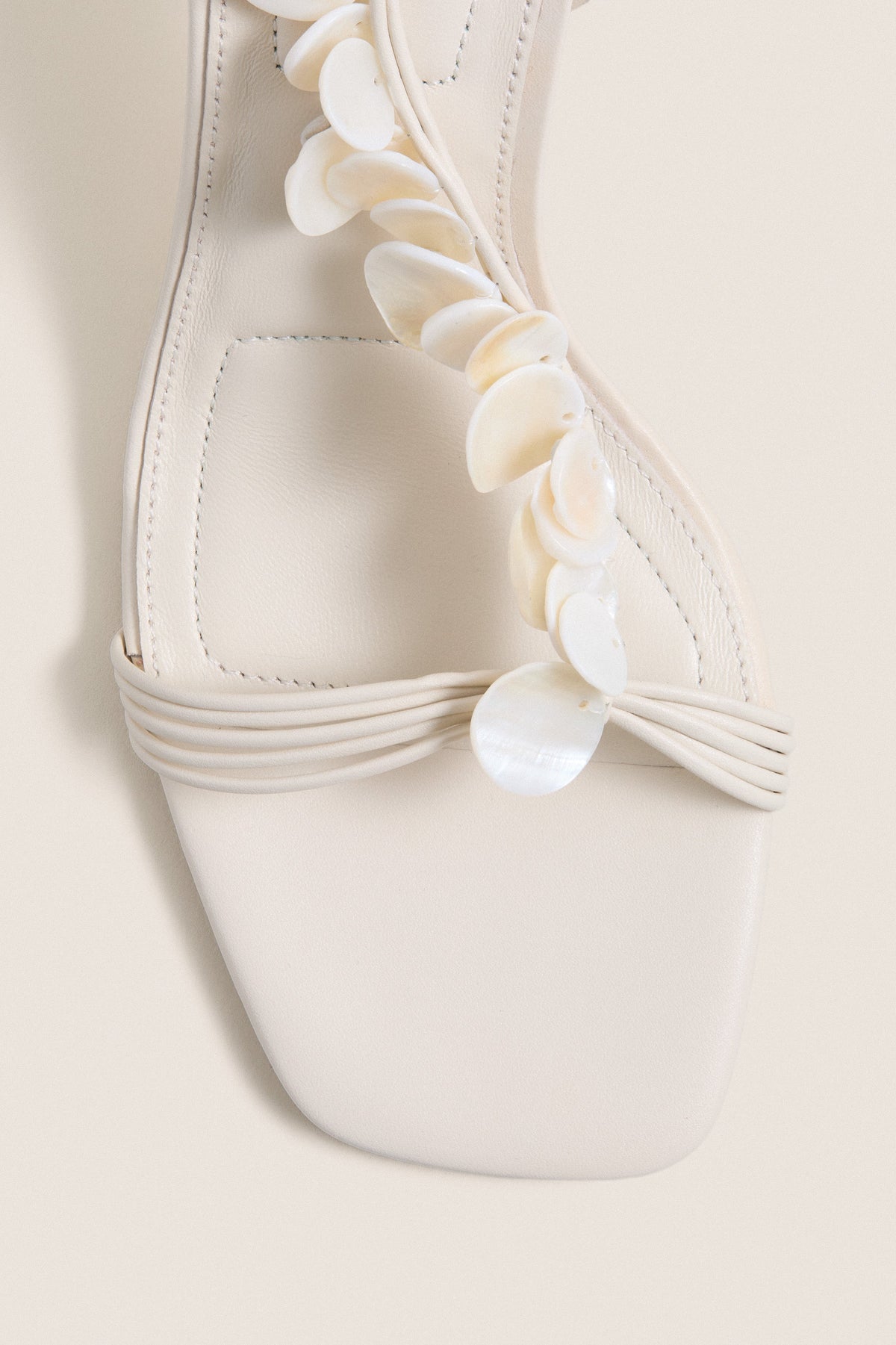 Alabaster Elin Natural Shell Beaded Heels