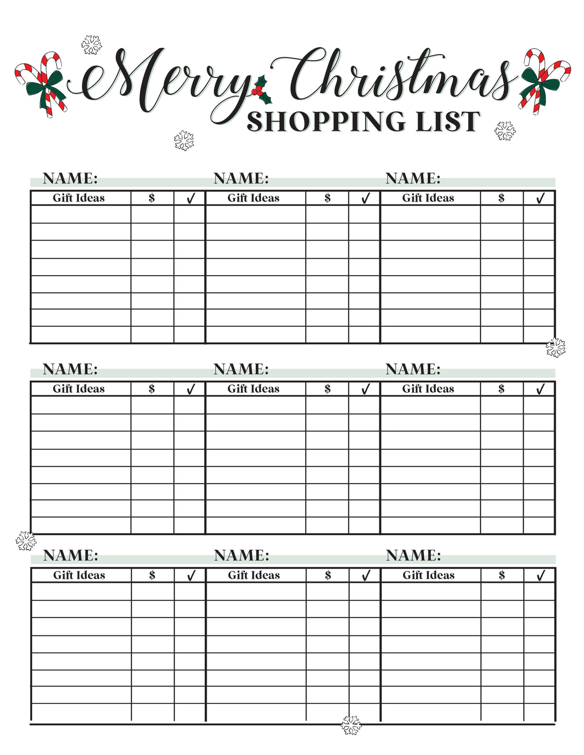 Christmas Shopping List - Free Digital Download