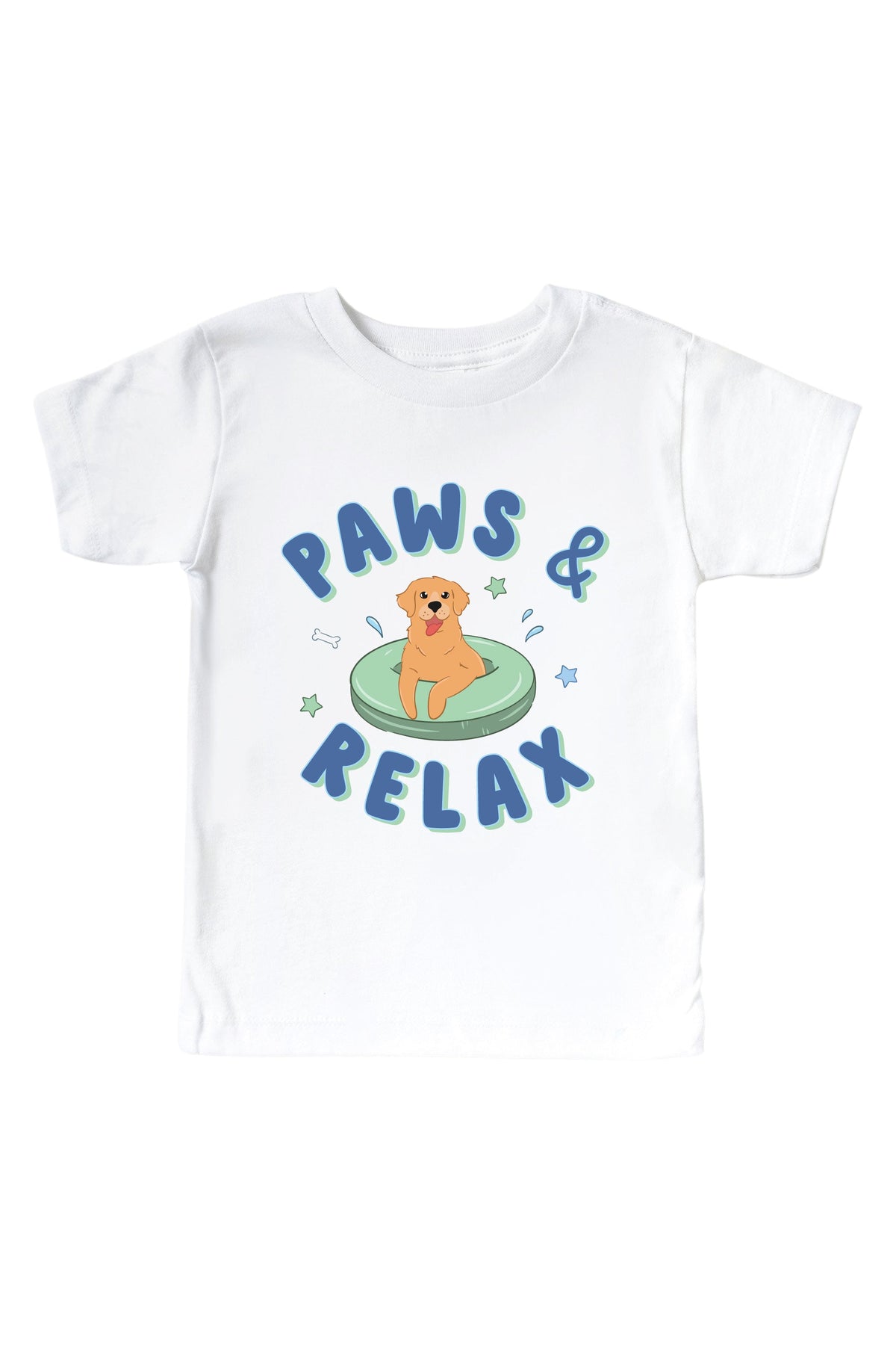 Paws & Relax Blue Graphic Bodysuit & Kids Tee | White