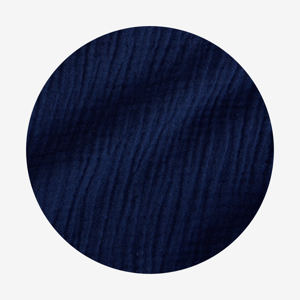 Varsity Navy Cotton Crinkle Ruffled Shorts