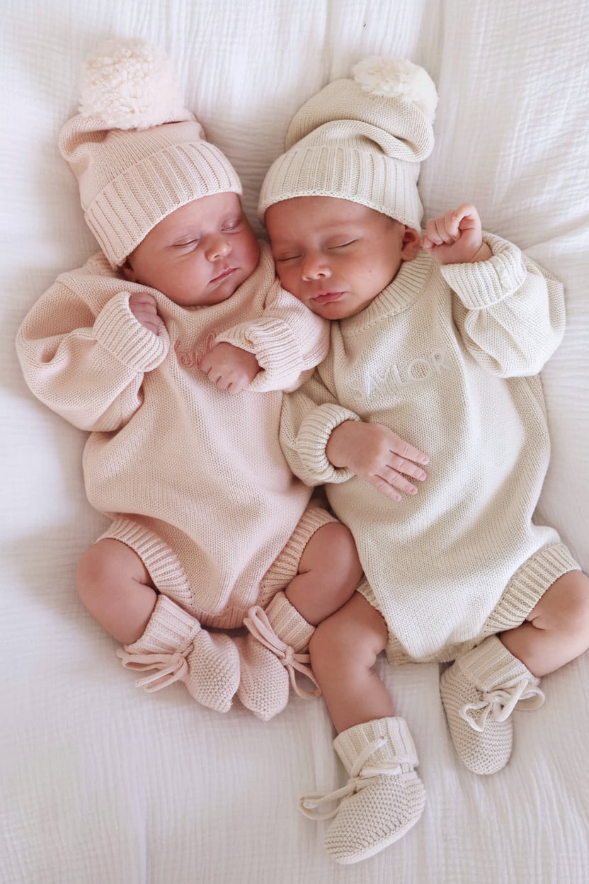 Knit Baby Booties | Tea Rose