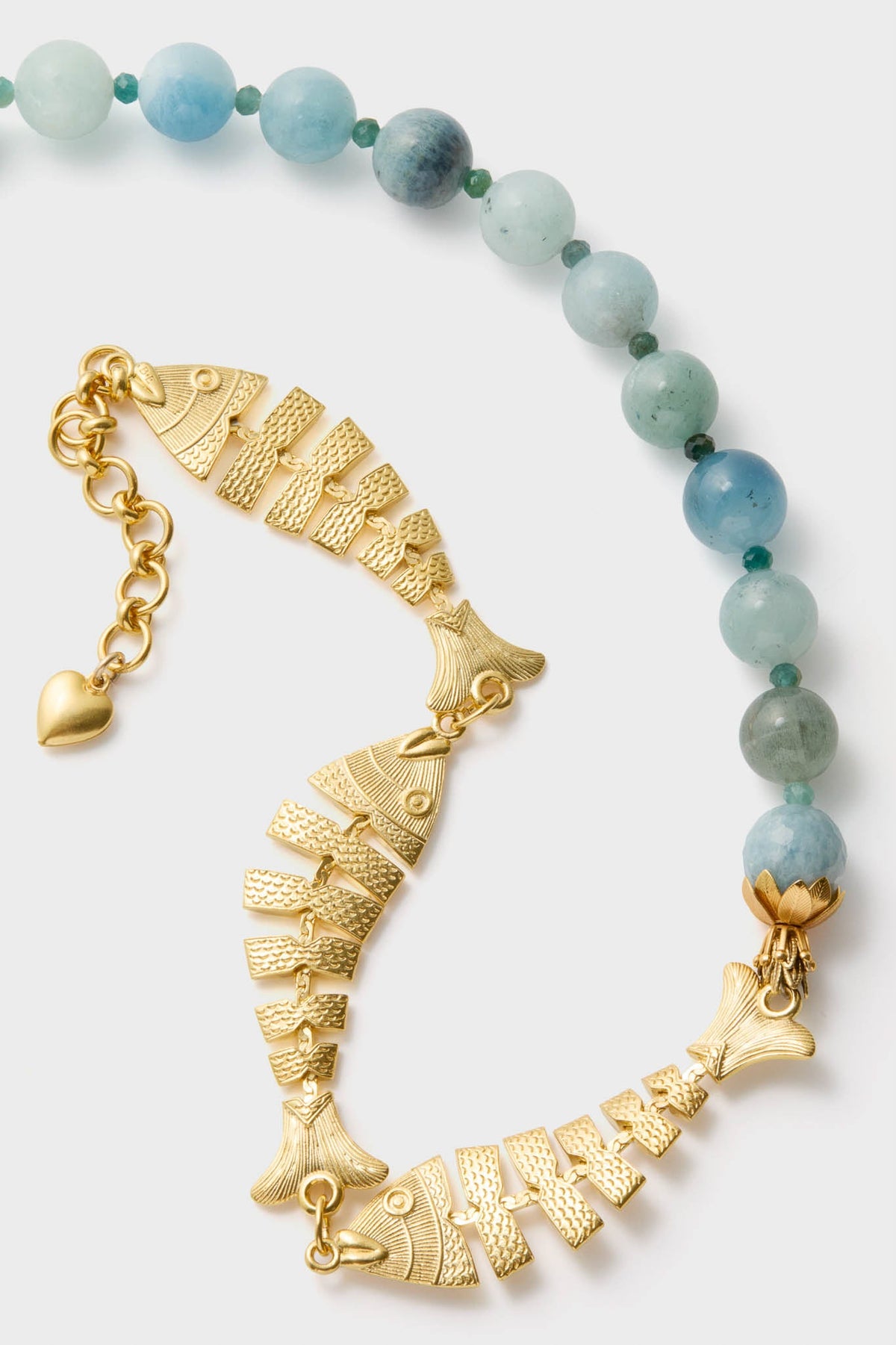 Aquamarine and Gold Malta Necklace