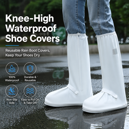 Reusable Knee-High Waterproof Rain Shoe Covers Non-Slip Boot Protectors
