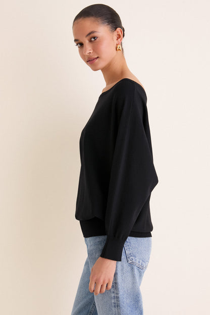 Black Wide Neck Valencia Sweater