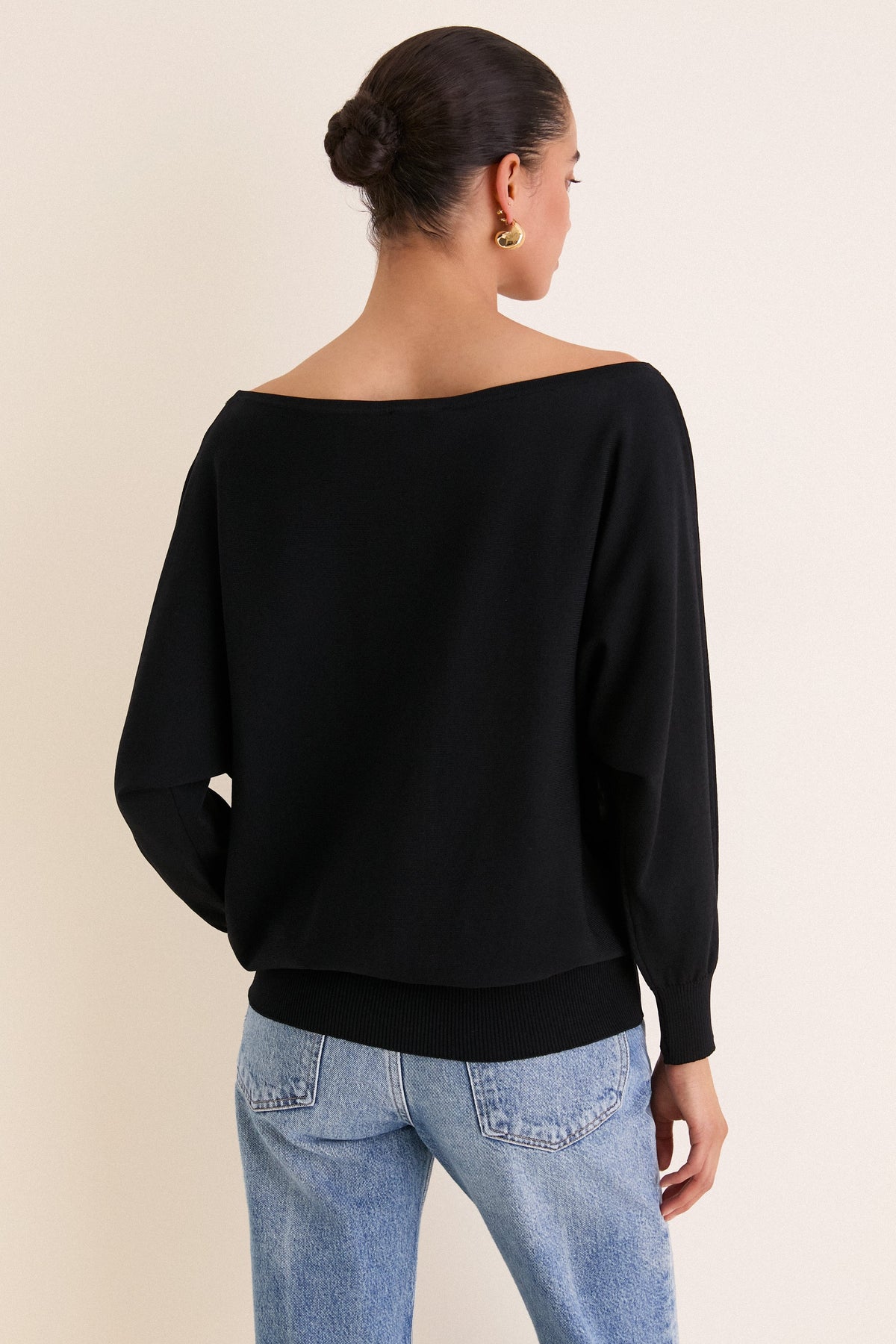Black Wide Neck Valencia Sweater