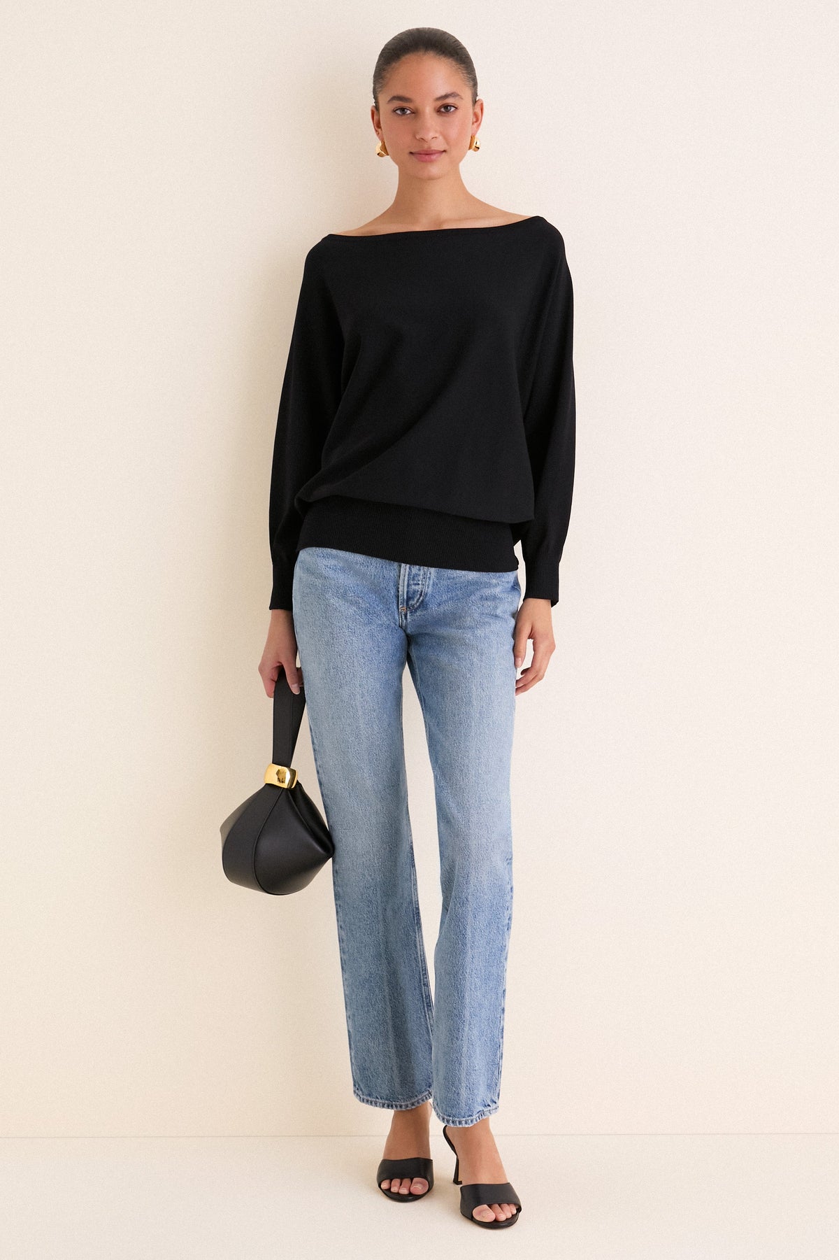 Black Wide Neck Valencia Sweater