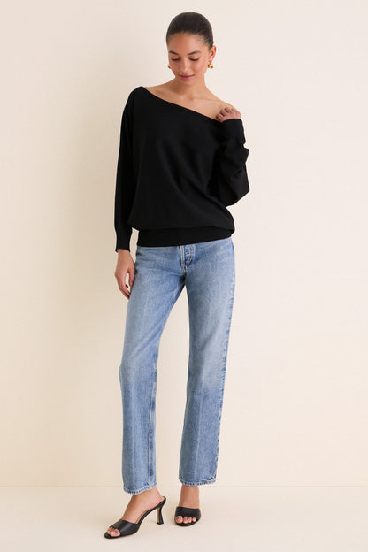 Black Wide Neck Valencia Sweater