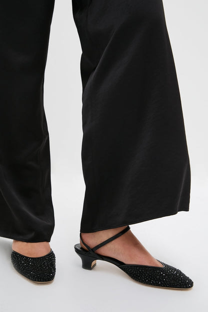 Black Crystals Erika Pump Sandals