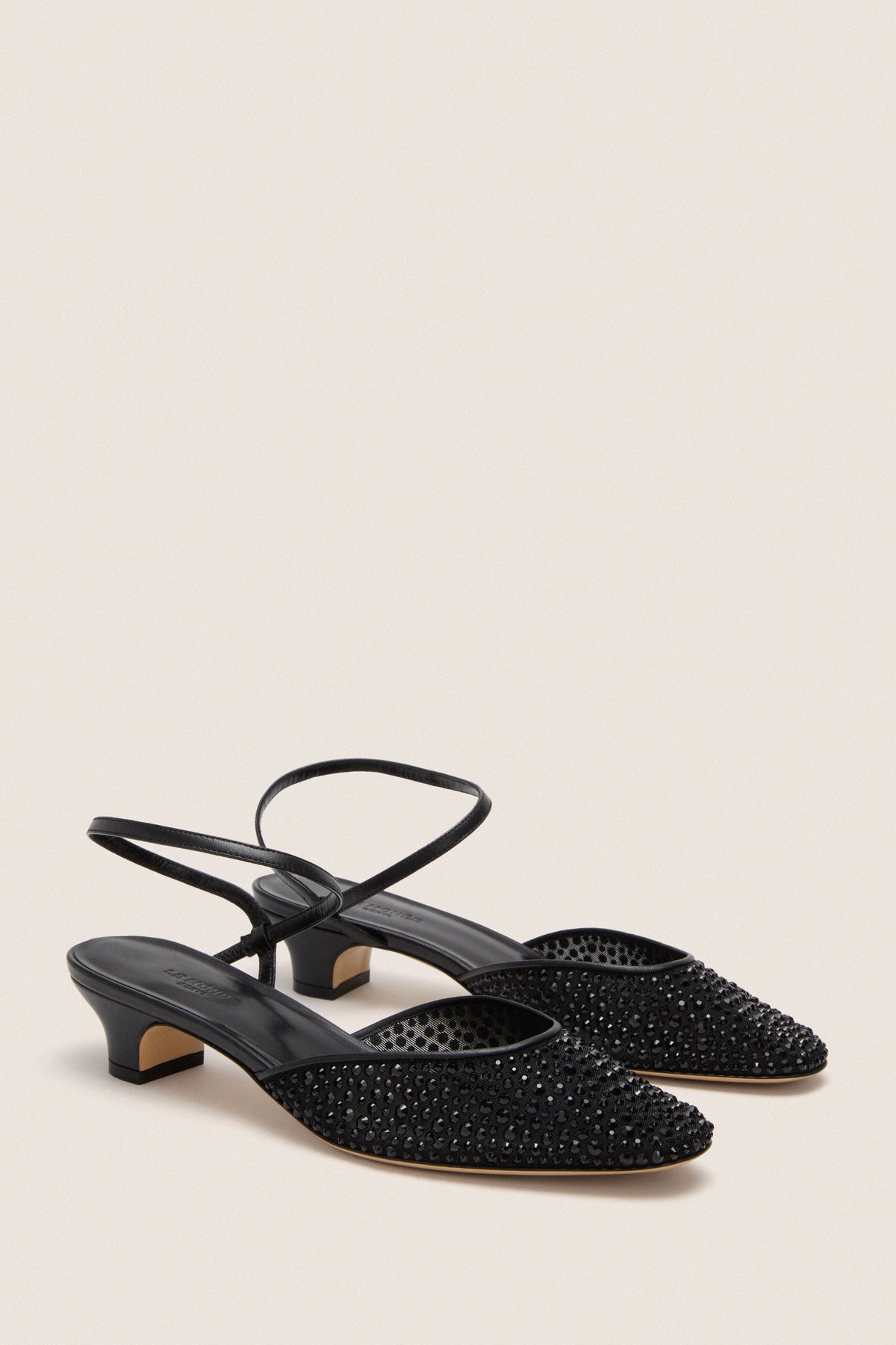 Black Crystals Erika Pump Sandals