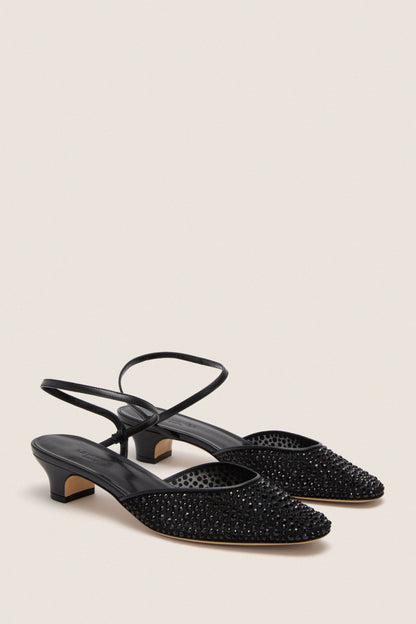 Black Crystals Erika Pump Sandals