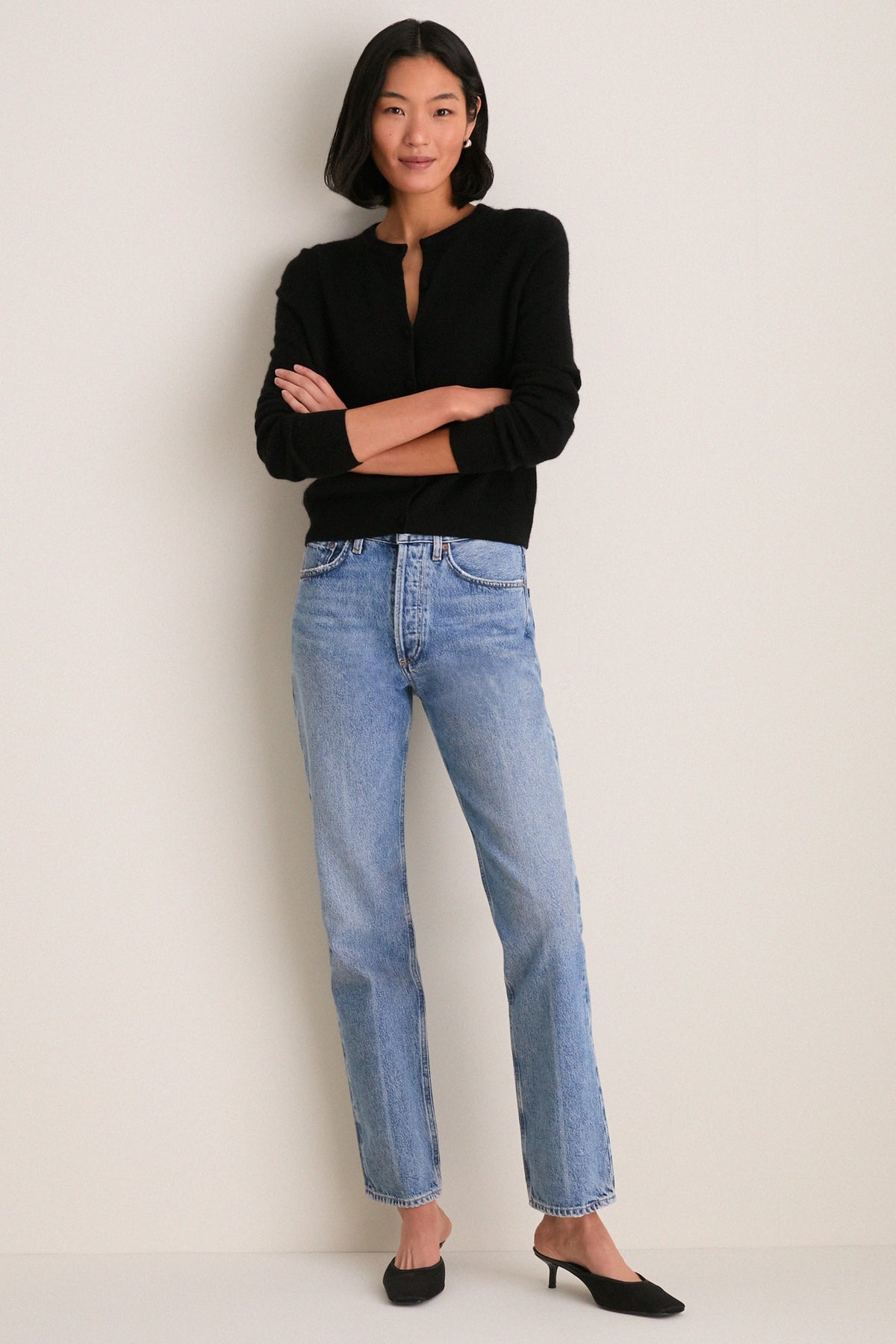 Black Cashmere Riley Cardigan