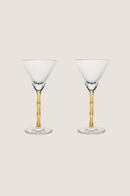 Amber Bamboo Martini Glasses Set of 2