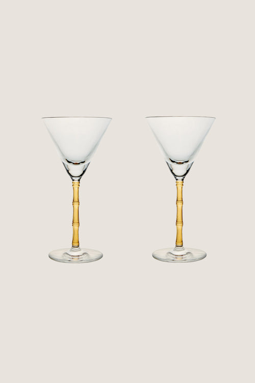 Amber Bamboo Martini Glasses Set of 2