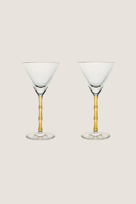 Amber Bamboo Martini Glasses Set of 2