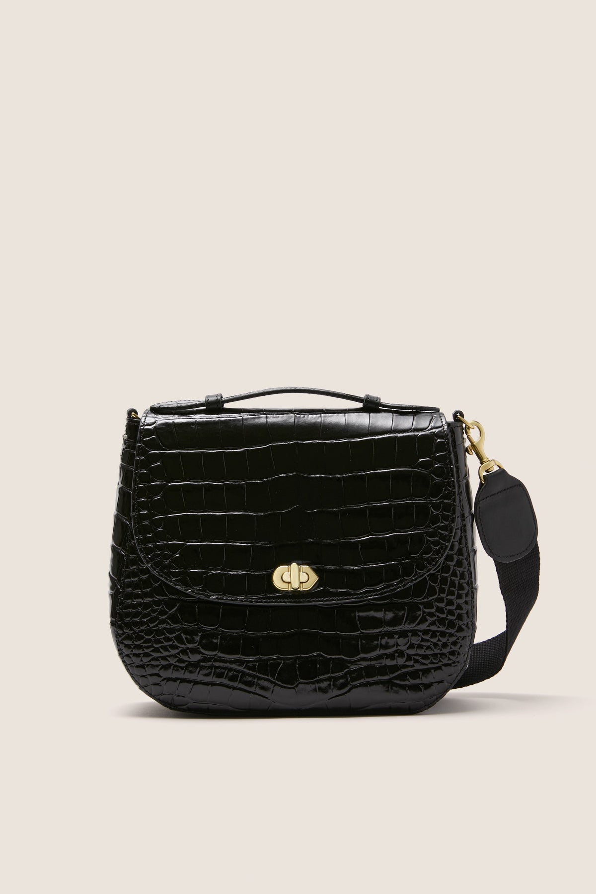 Black Croco Turnlock Louis with Top Handle