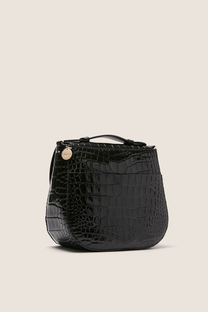 Black Croco Turnlock Louis with Top Handle