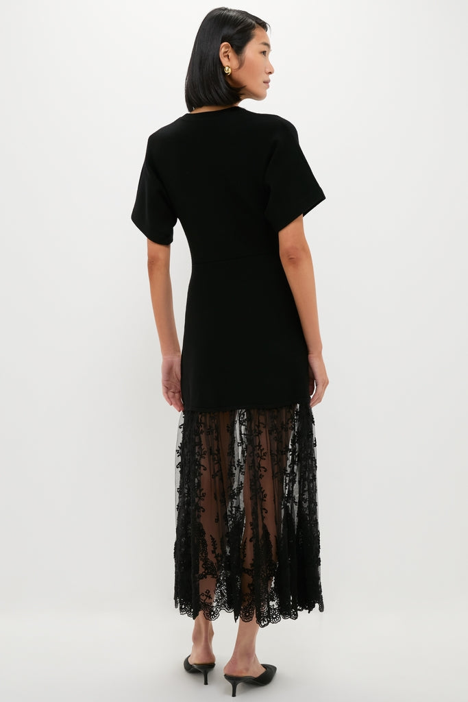 Black Diane Knit Lace Combo Knit Dress