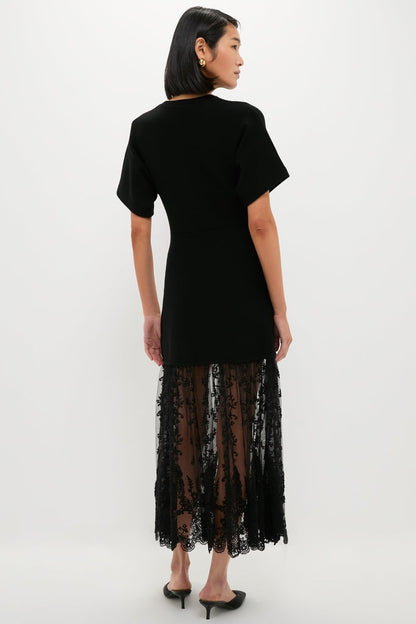 Black Diane Knit Lace Combo Knit Dress