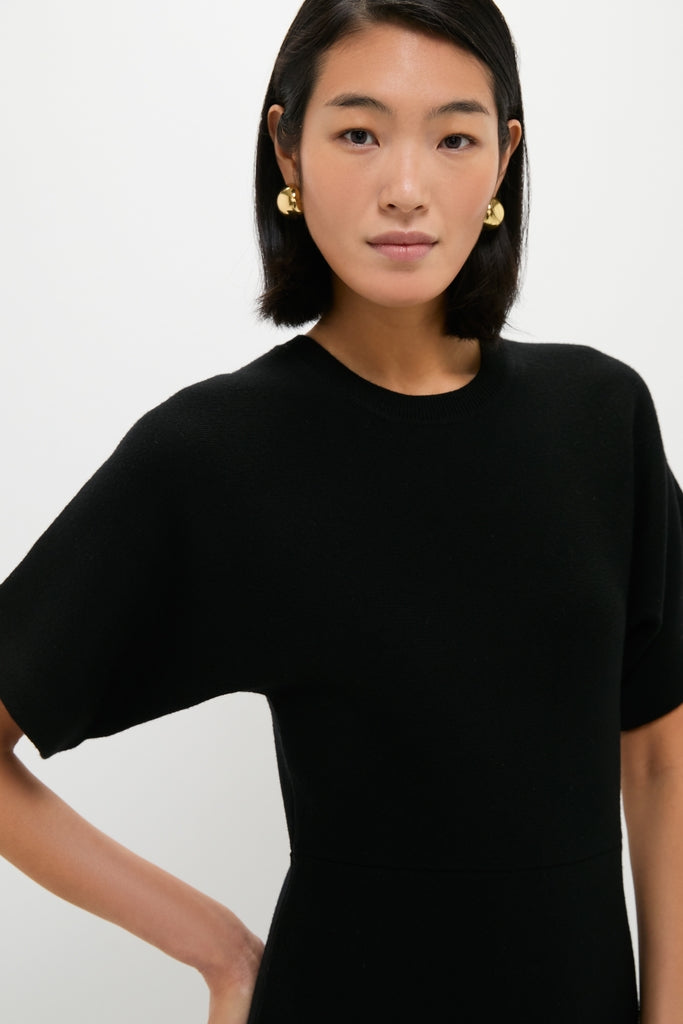 Black Diane Knit Lace Combo Knit Dress