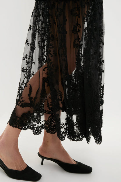 Black Diane Knit Lace Combo Knit Dress