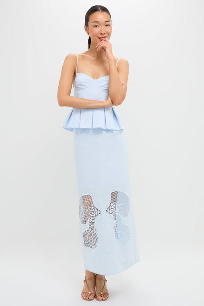 Blue Tint Iris Pleat Top