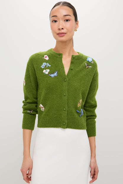Apple Green Crew Neck Cardigan