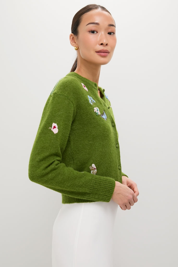 Apple Green Crew Neck Cardigan