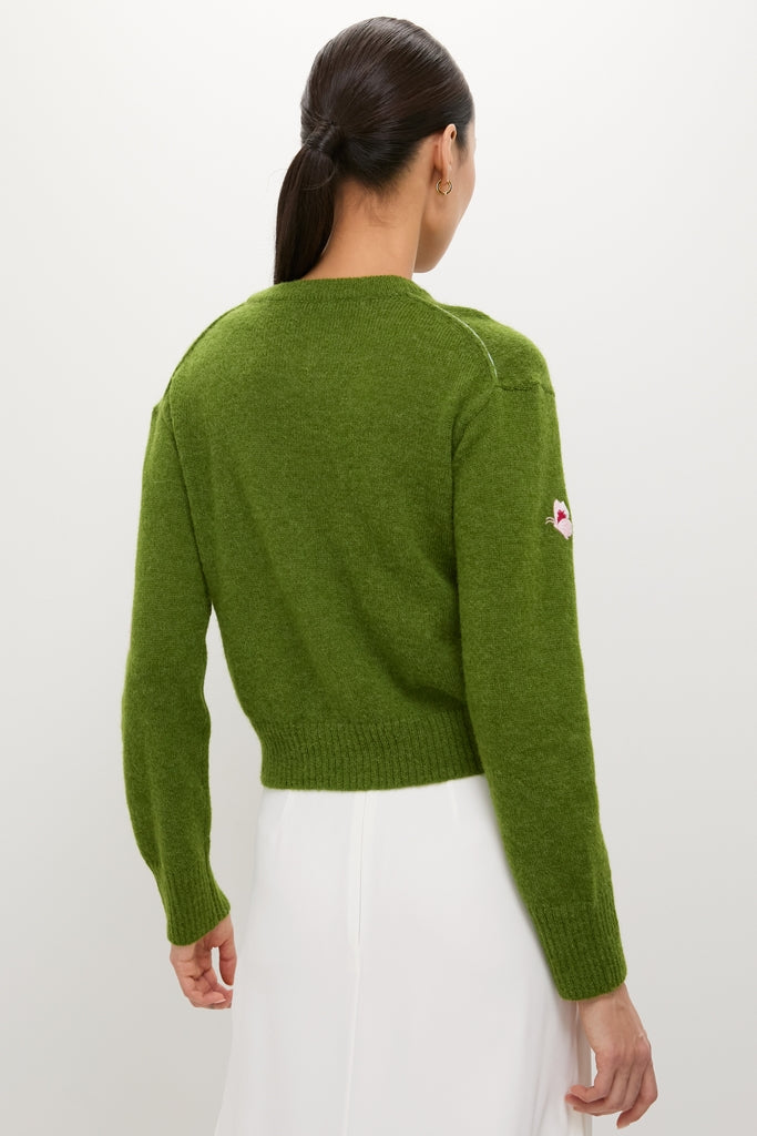 Apple Green Crew Neck Cardigan