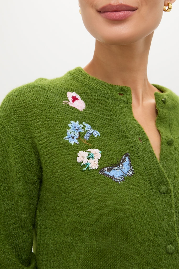 Apple Green Crew Neck Cardigan