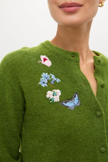 Apple Green Crew Neck Cardigan