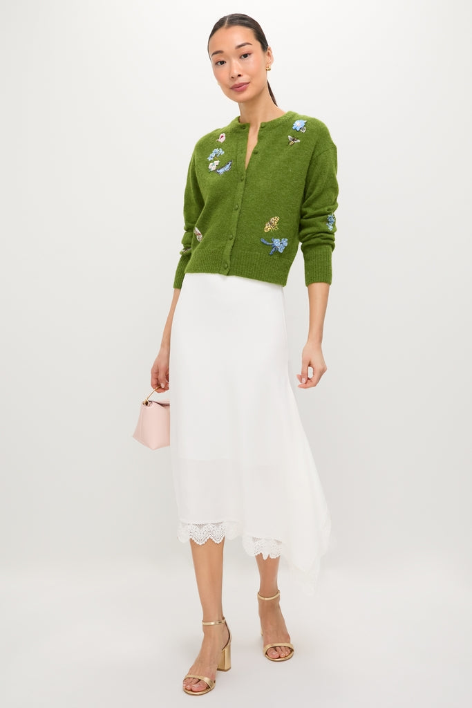 Apple Green Crew Neck Cardigan