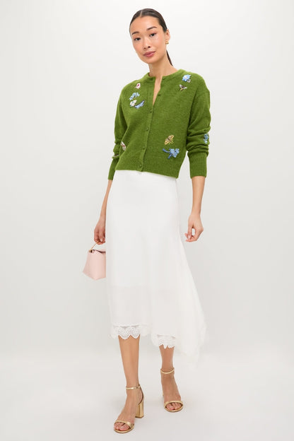 Apple Green Crew Neck Cardigan