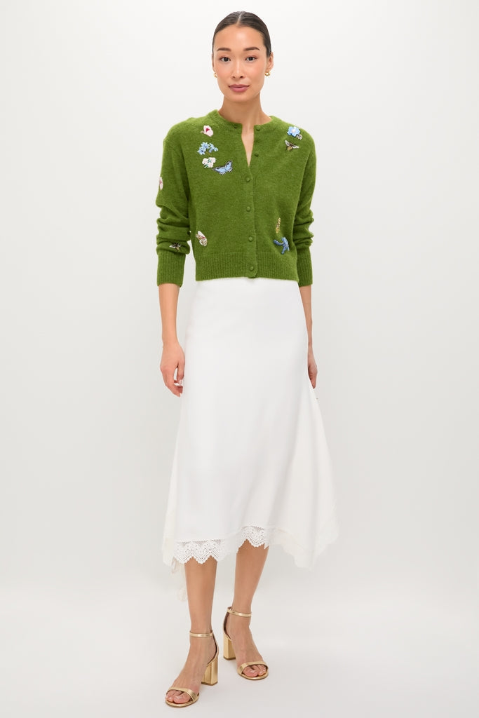 Apple Green Crew Neck Cardigan