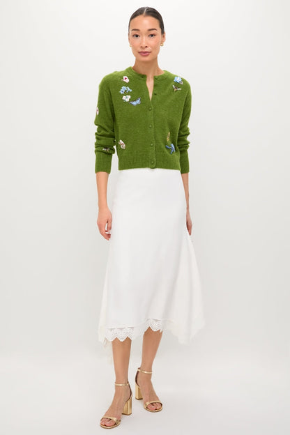 Apple Green Crew Neck Cardigan