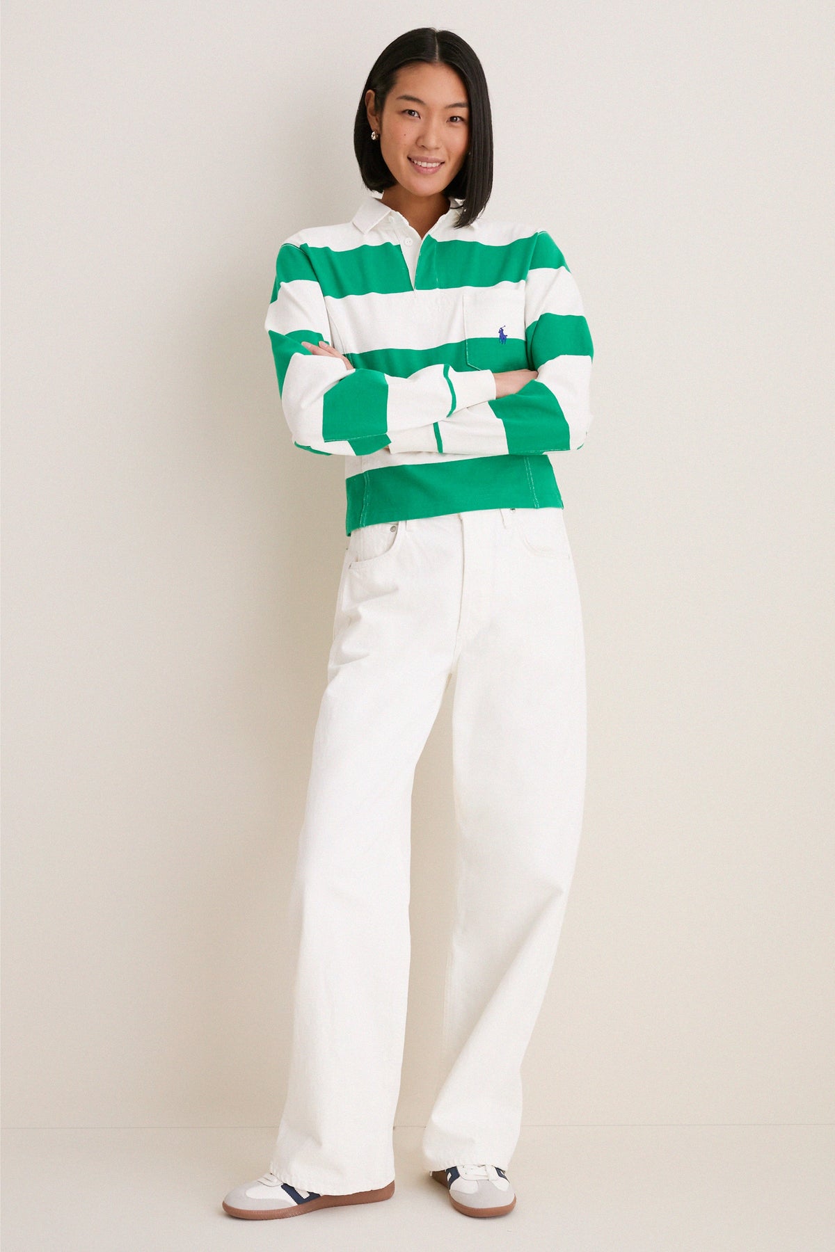 Billiard Green and Deckwash White Vintage Jersey Knit Polo