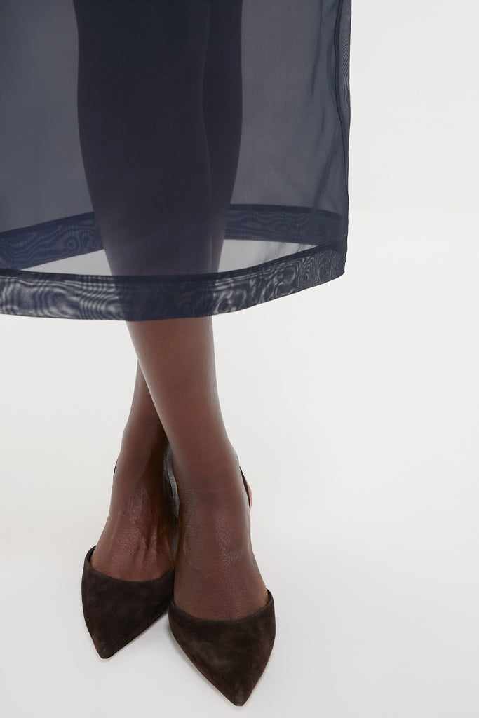 Atlantic Silk Organza Woven Midi Pencil Skirt