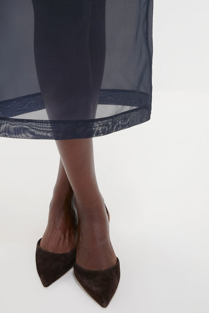 Atlantic Silk Organza Woven Midi Pencil Skirt