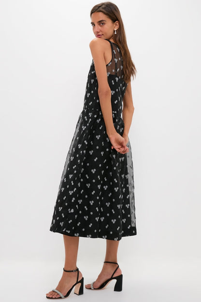 Black Embroidered Mariella Midi Dress