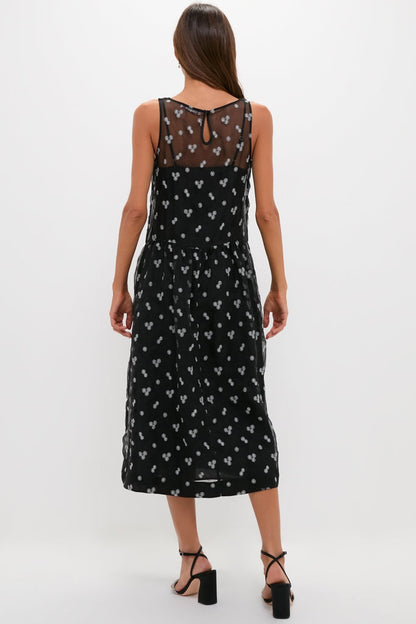 Black Embroidered Mariella Midi Dress