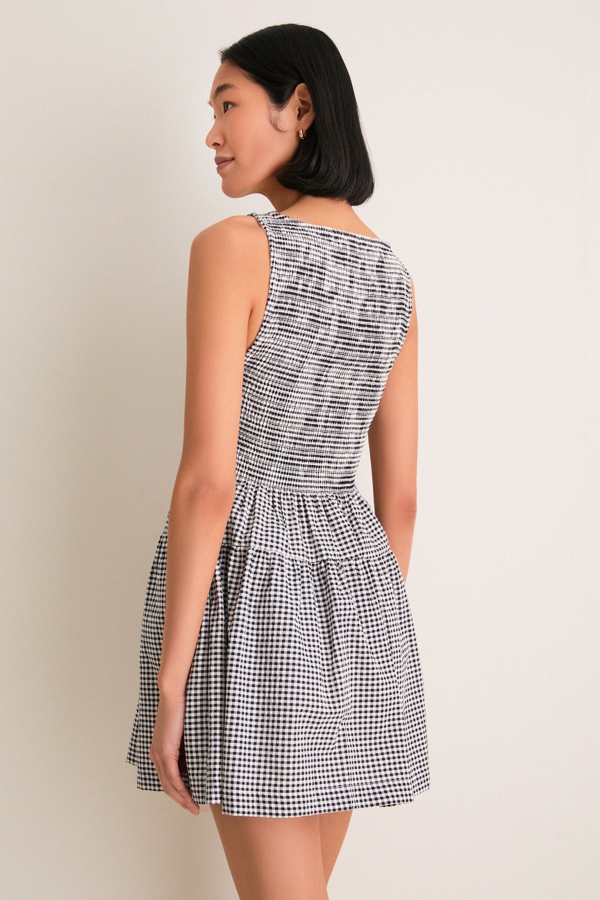 Black and Sand Gingham Cosima Mini Nap Dress