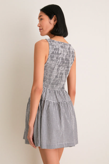 Black and Sand Gingham Cosima Mini Nap Dress