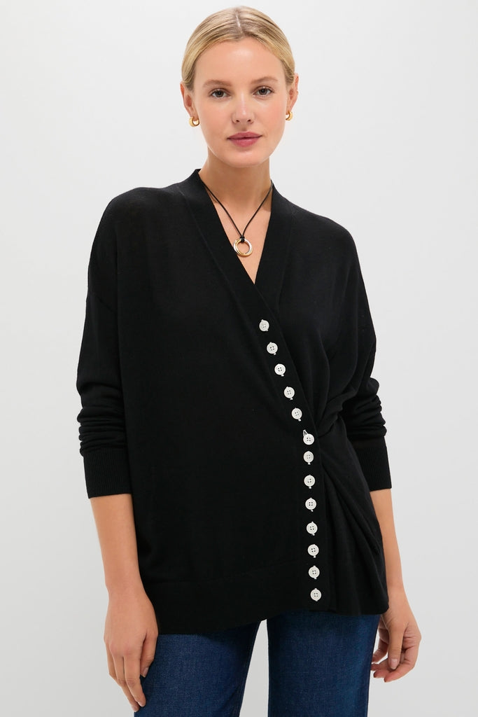 Black Cross Button Calloway Cardigan