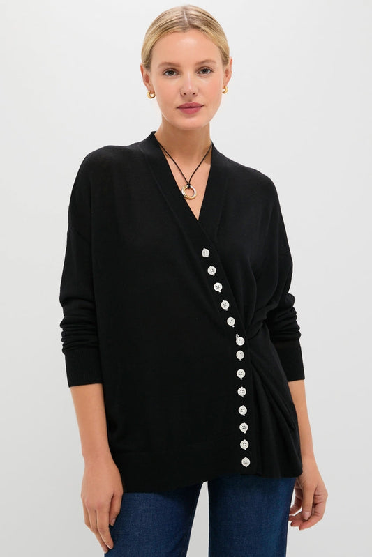Black Cross Button Calloway Cardigan