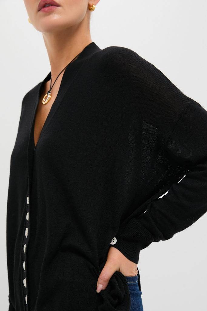 Black Cross Button Calloway Cardigan