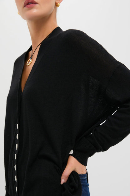 Black Cross Button Calloway Cardigan