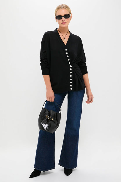 Black Cross Button Calloway Cardigan
