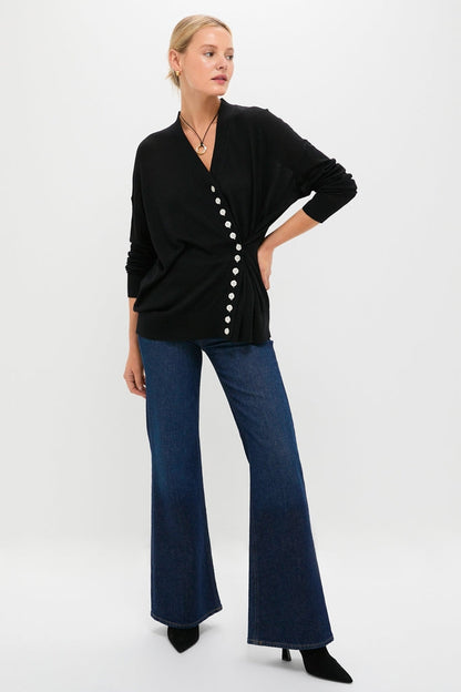 Black Cross Button Calloway Cardigan