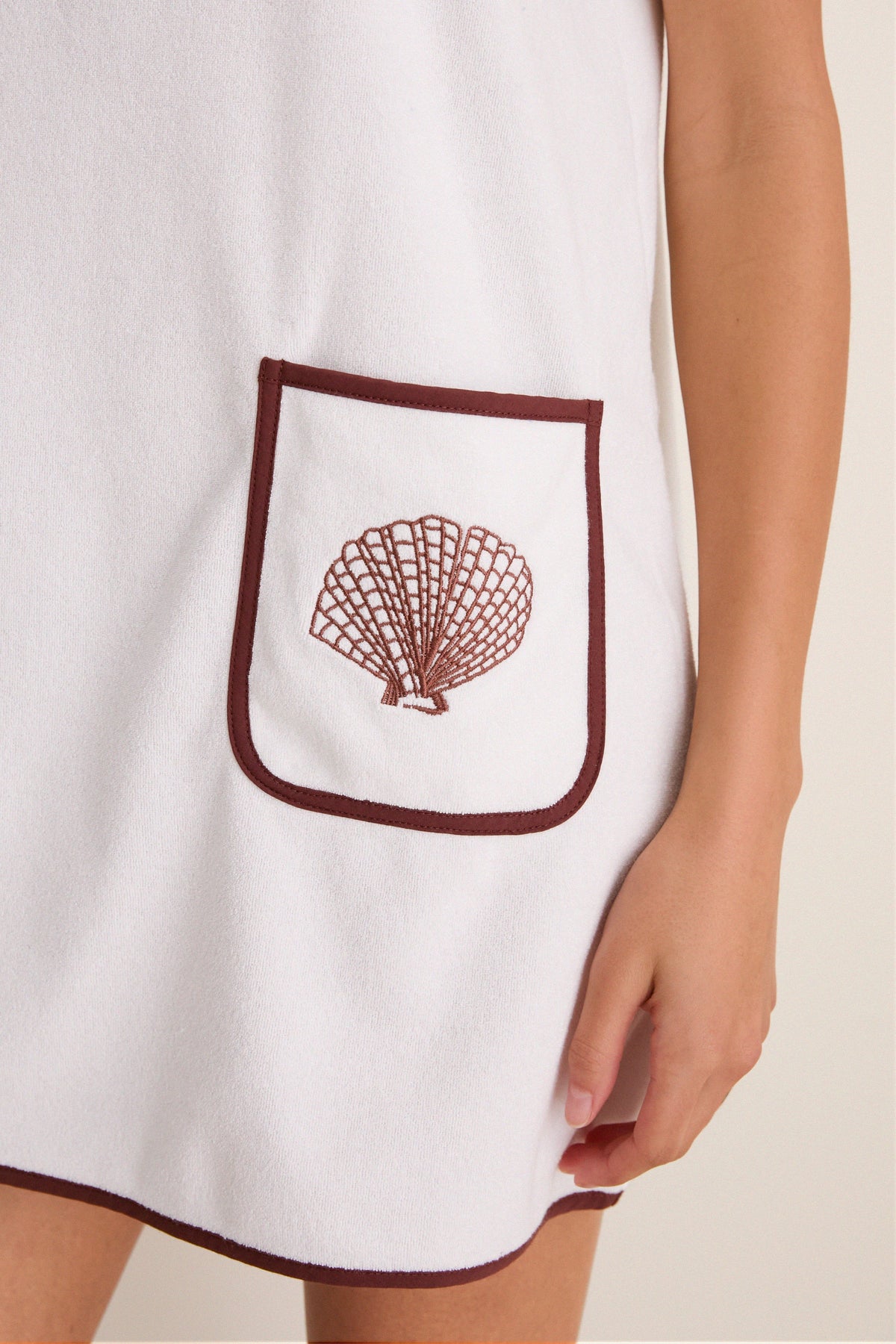 Blanc Shell Embroidered Mini Terrycloth Dress Coverup